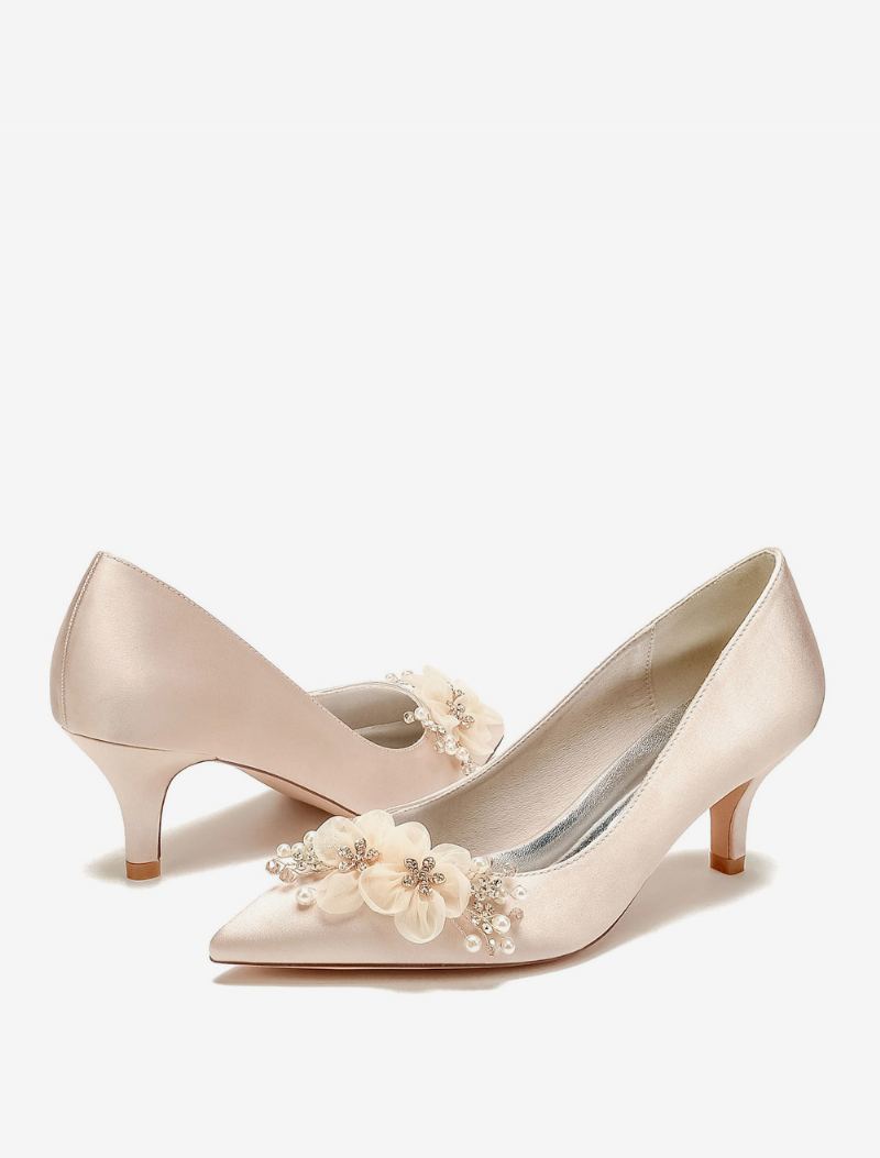 Bryllupssko For Kvinner Brude Pumps Satin Spiss Tå - Champagne