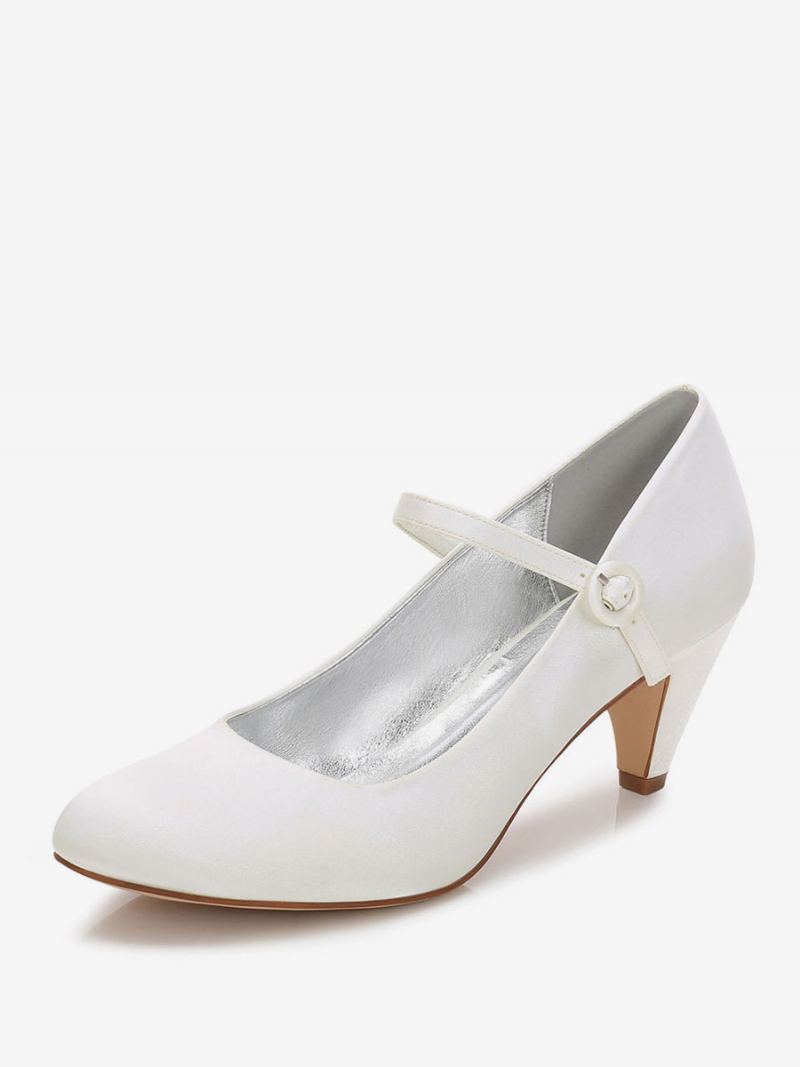 Bryllupssko For Kvinner Mary Jane Low Heel Pumps - Elfenben