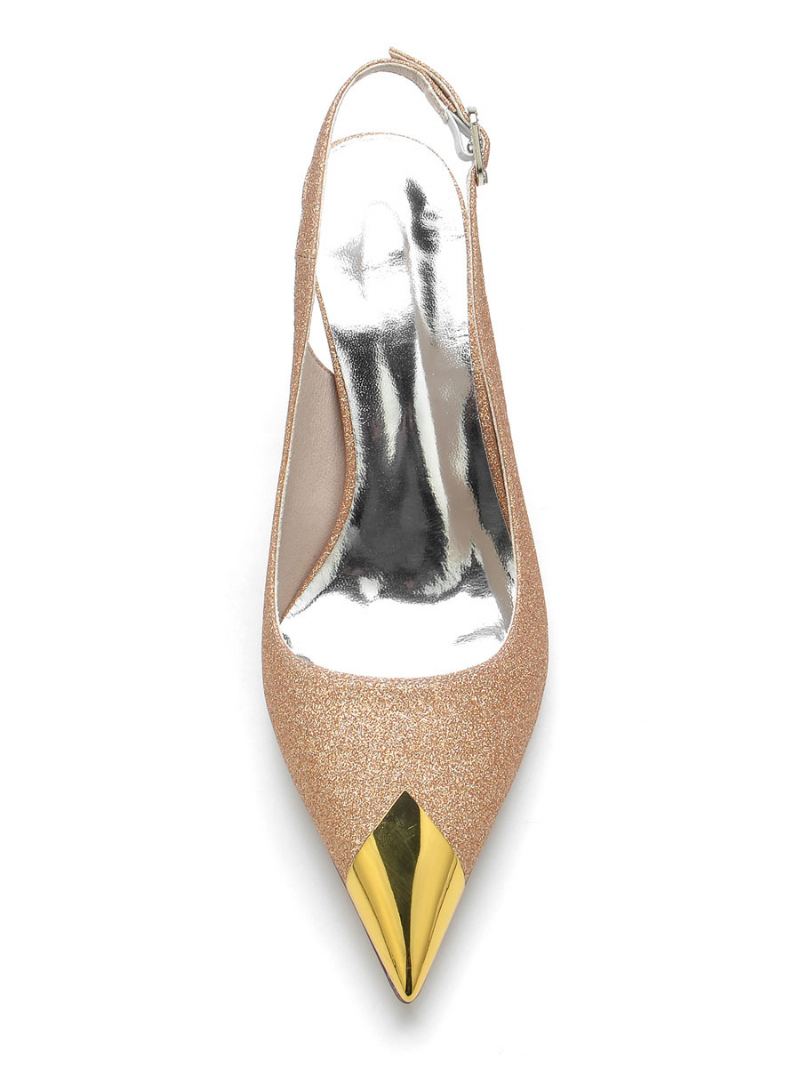 Bryllupssko For Kvinner Slingback Stiletthæl Brude Pumps - Champagne