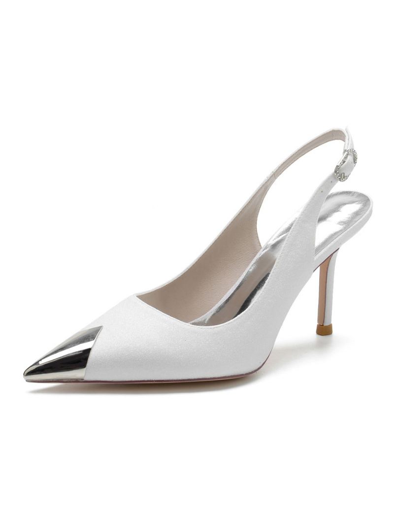 Bryllupssko For Kvinner Slingback Stiletthæl Brude Pumps - Hvit