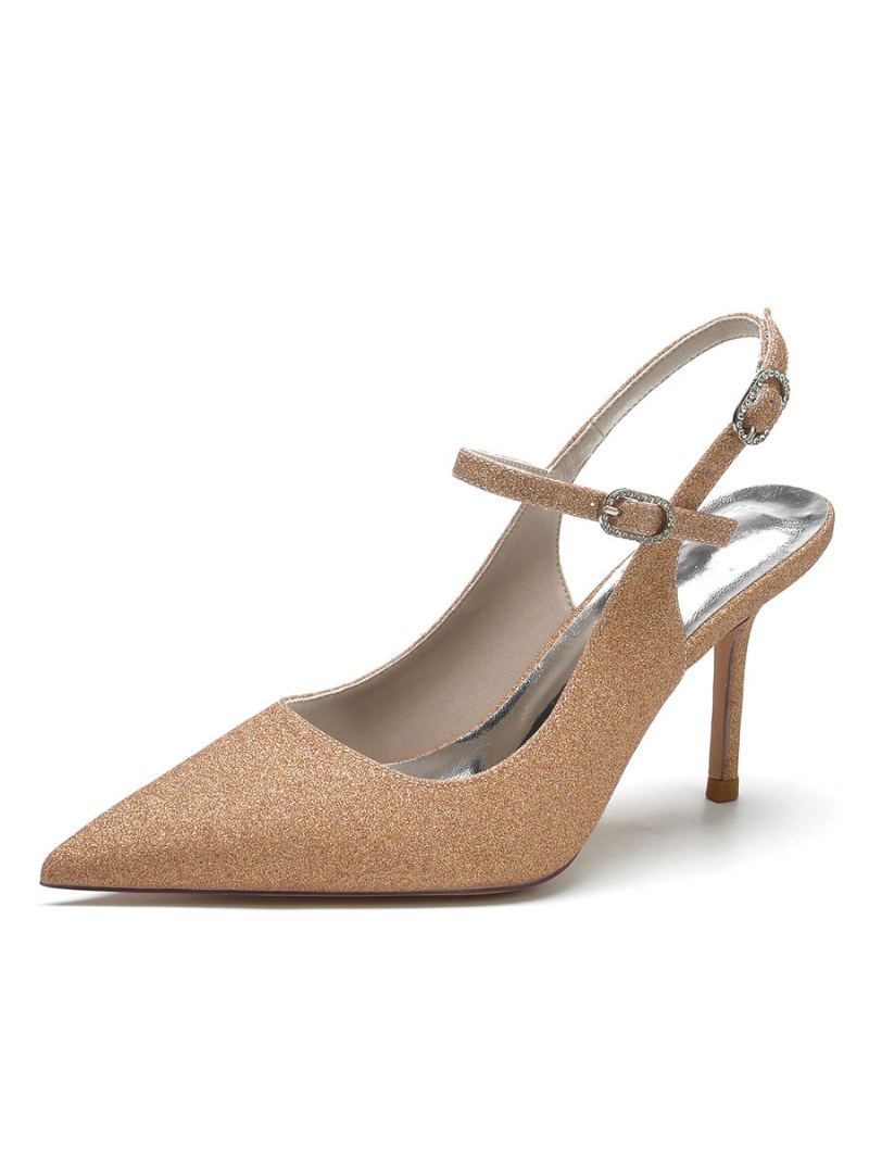 Bryllupssko For Kvinner Slingback Stiletto Heel Pumps - Champagne