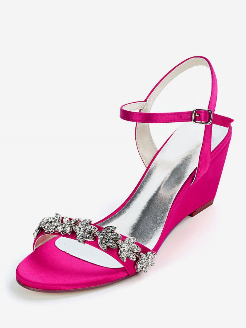 Dame Rhinestone Brude Sko Kilesandaler - Rose