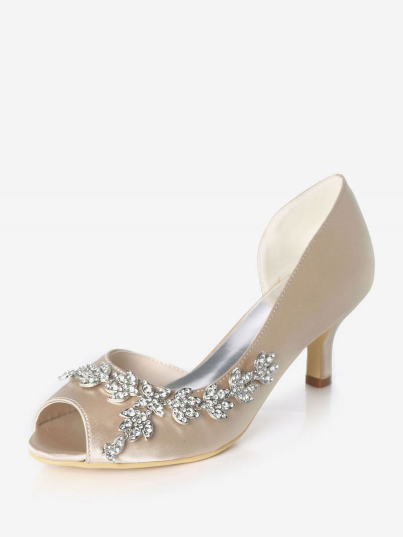 Dame Rhinestone Dorsay Bridal Pumps Kattungehæl