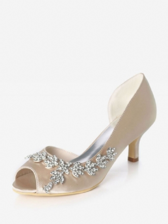 Dame Rhinestone Dorsay Bridal Pumps Kattungehæl