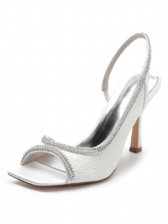 Dame Rhinestones Blonder Slingback Stiletthæl Brudesandaler