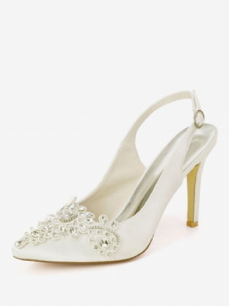 Dame Rhinestones Brudesko Slingback Hæler