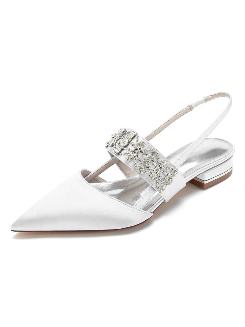 Dame Rhinestones Slingback Brudeleiligheter I Sateng