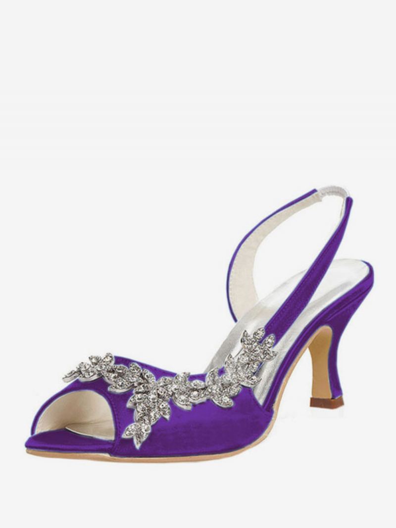 Dame Rhinestones Slingback Wedding Pumps - Dyp Lilla