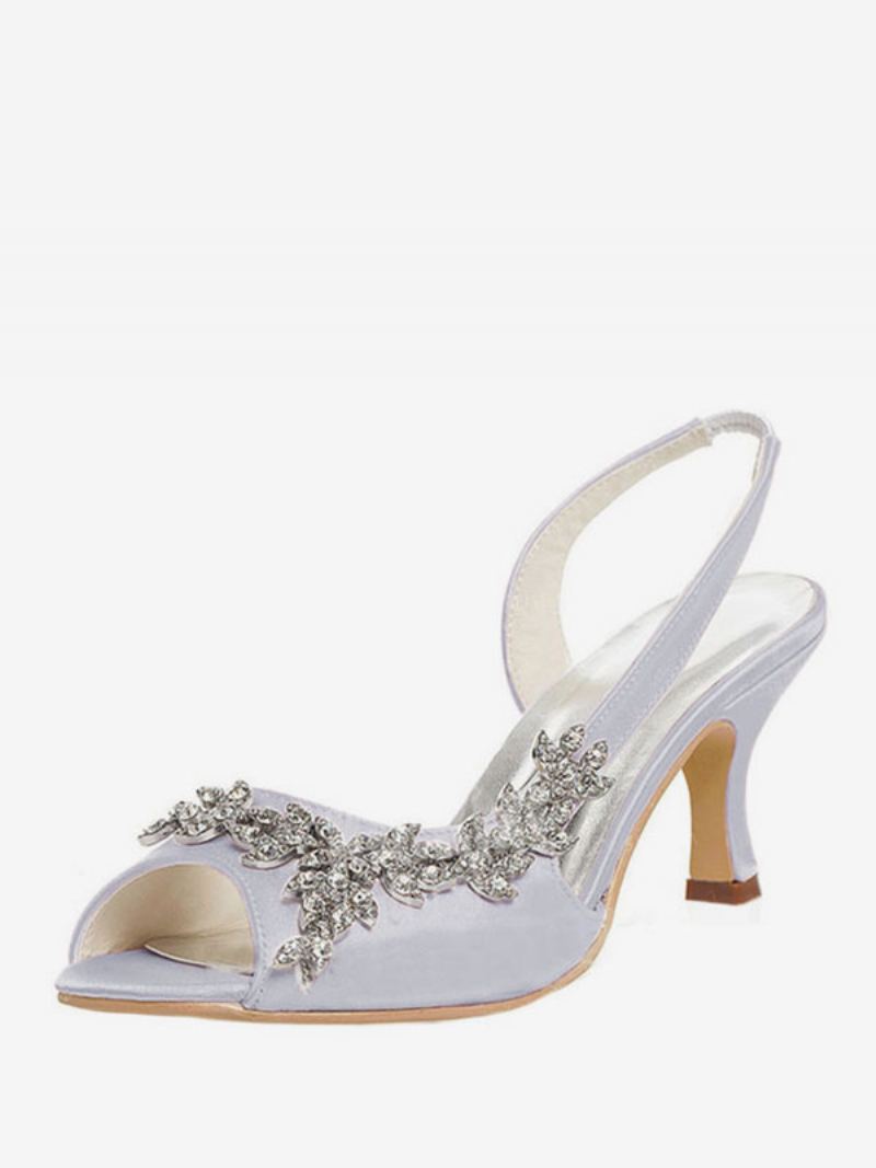 Dame Rhinestones Slingback Wedding Pumps - Sølv