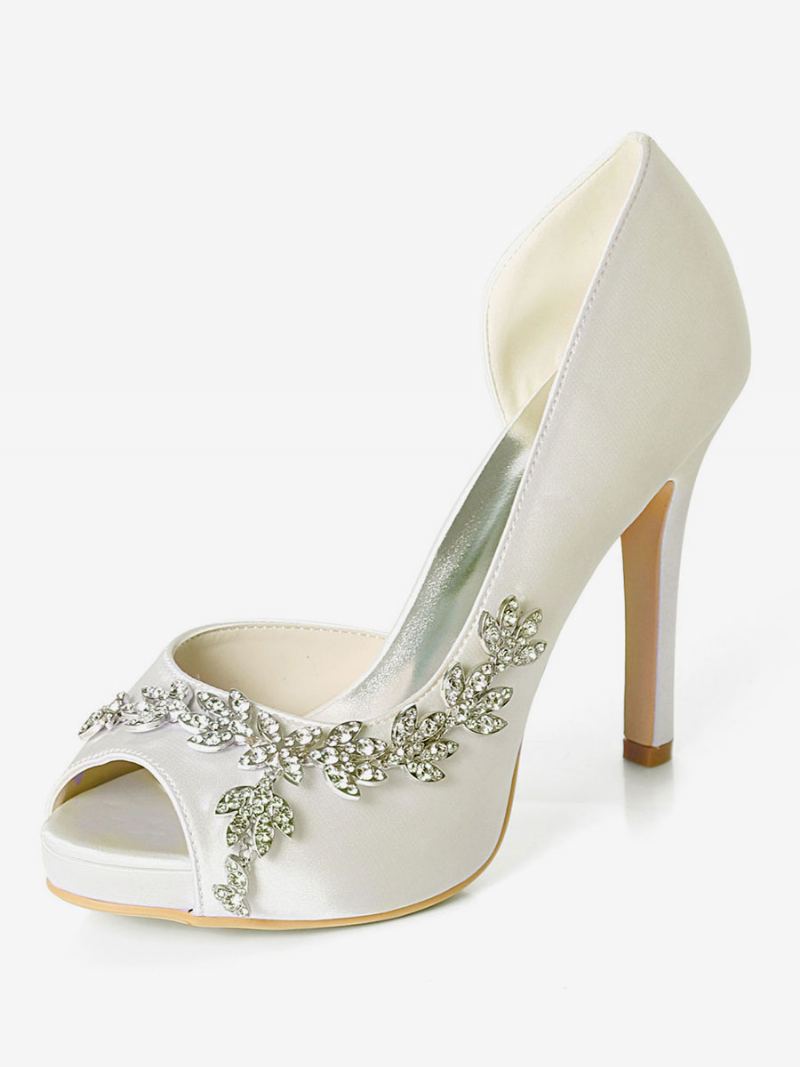 Dorsay Bridal Pumps For Kvinner Med Rhinestones - Elfenben