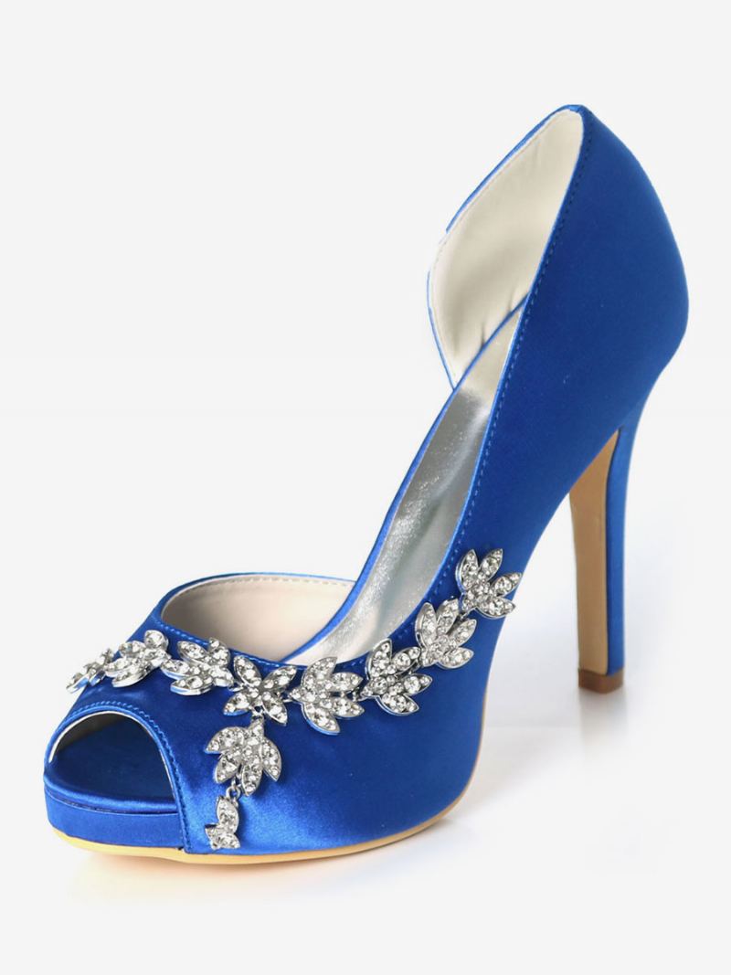 Dorsay Bridal Pumps For Kvinner Med Rhinestones - Kongeblå