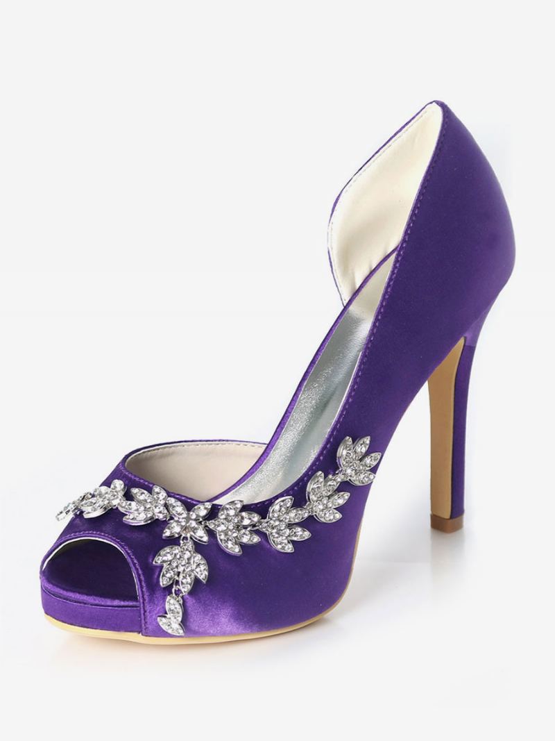 Dorsay Bridal Pumps For Kvinner Med Rhinestones - Dyp Lilla