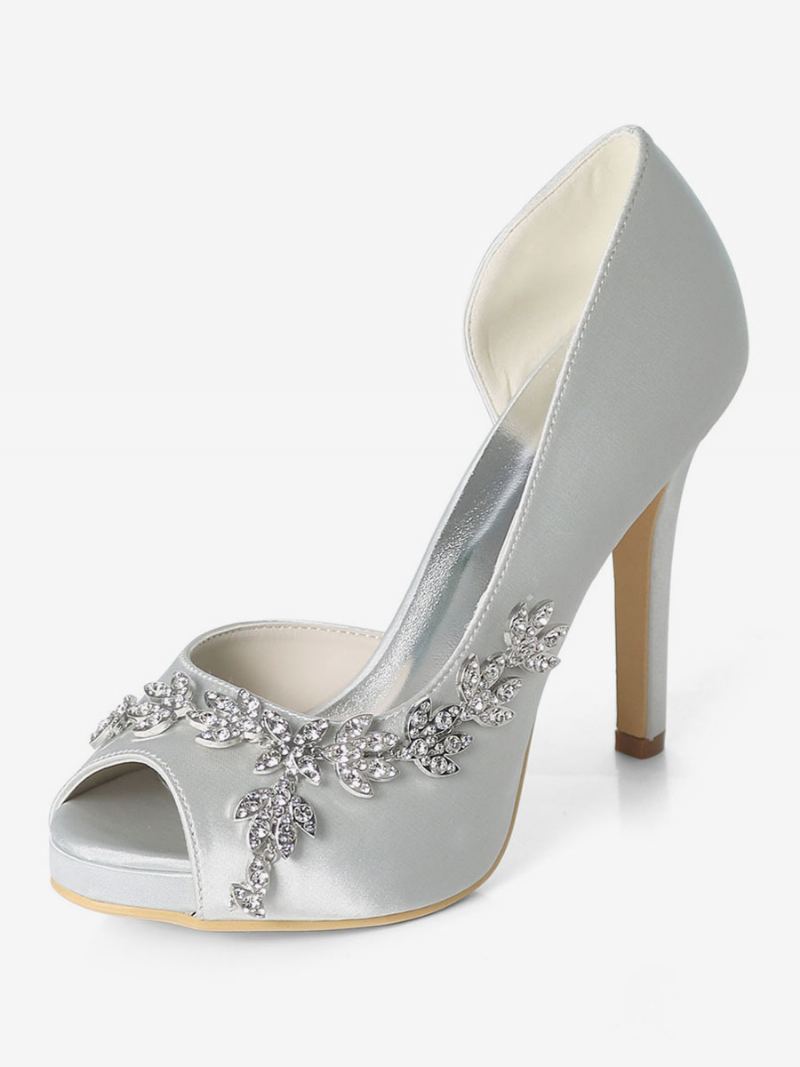 Dorsay Bridal Pumps For Kvinner Med Rhinestones - Sølv