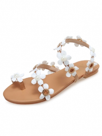 Flat Boho Bryllupssandaler For Kvinner Floral Beach