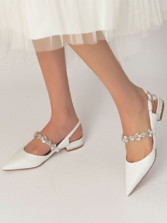 Flate Brudesko For Kvinner Mary Jane Rhinestones Slingback Pumps