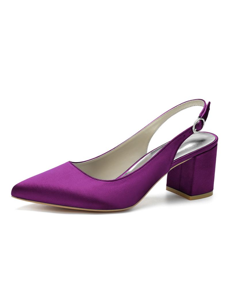 Kvinners Blokkhæl Slingback Pumps Spiss Tå - Plum