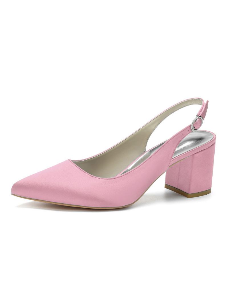 Kvinners Blokkhæl Slingback Pumps Spiss Tå - Rosa