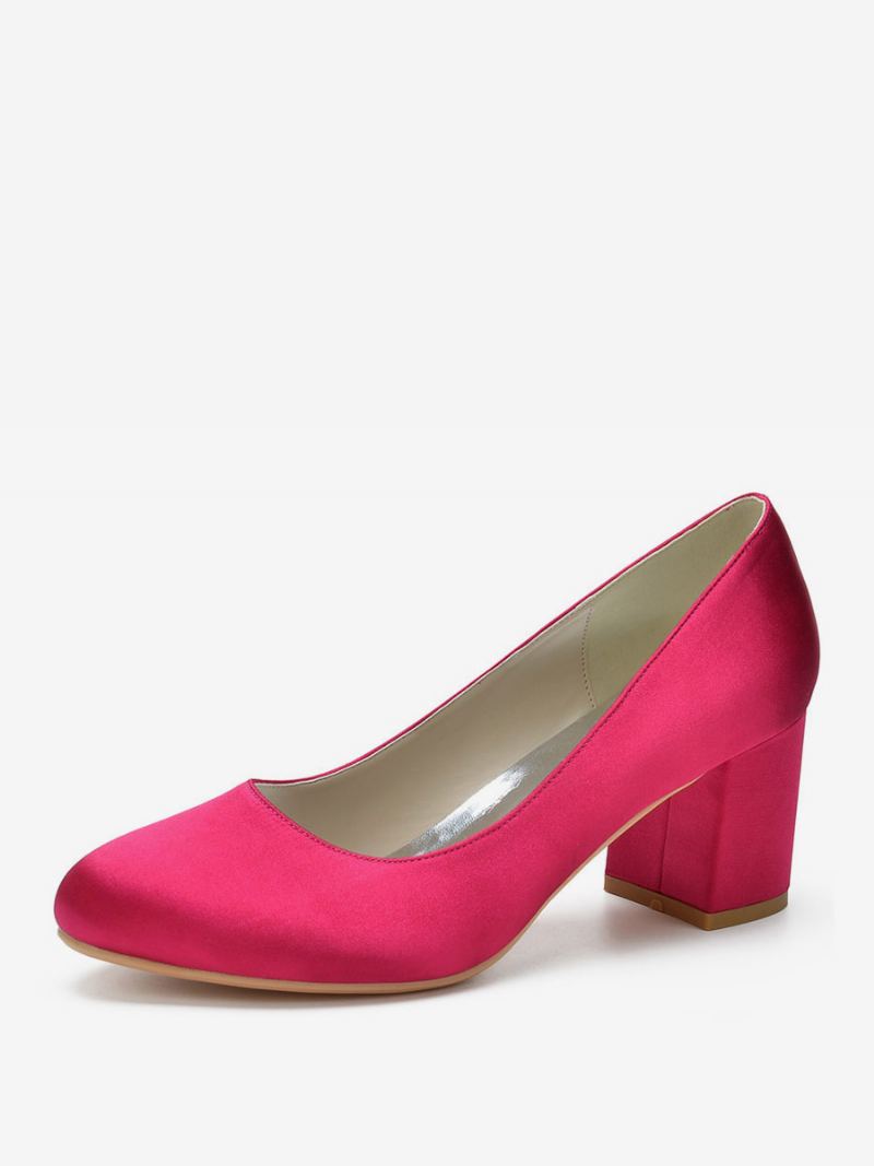 Kvinners Brude Pumps Block Heel Rund Toe - Rose