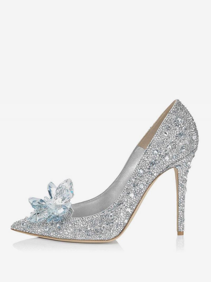 Kvinners Crystal Rhinestones Brude Pumps Kveldshæler