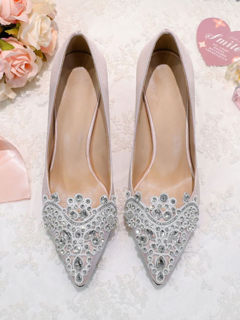 Kvinners Juveled Bridal Pumps Chunky Lav Hæl - Lys Gul