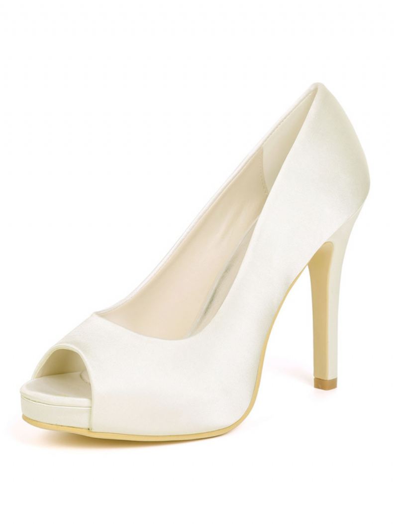 Kvinners Peep Toe Stiletto Heel Wedding Pumps Med Plattform - Elfenben