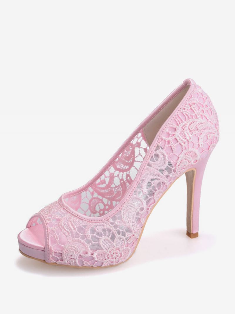 Kvinners Plattform Blonder Brudehæler Peep Toe - Rosa