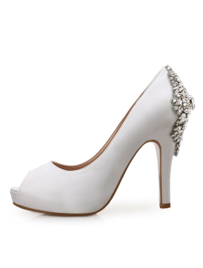 Peep Toe Bridal Pumps For Kvinner - Hvit