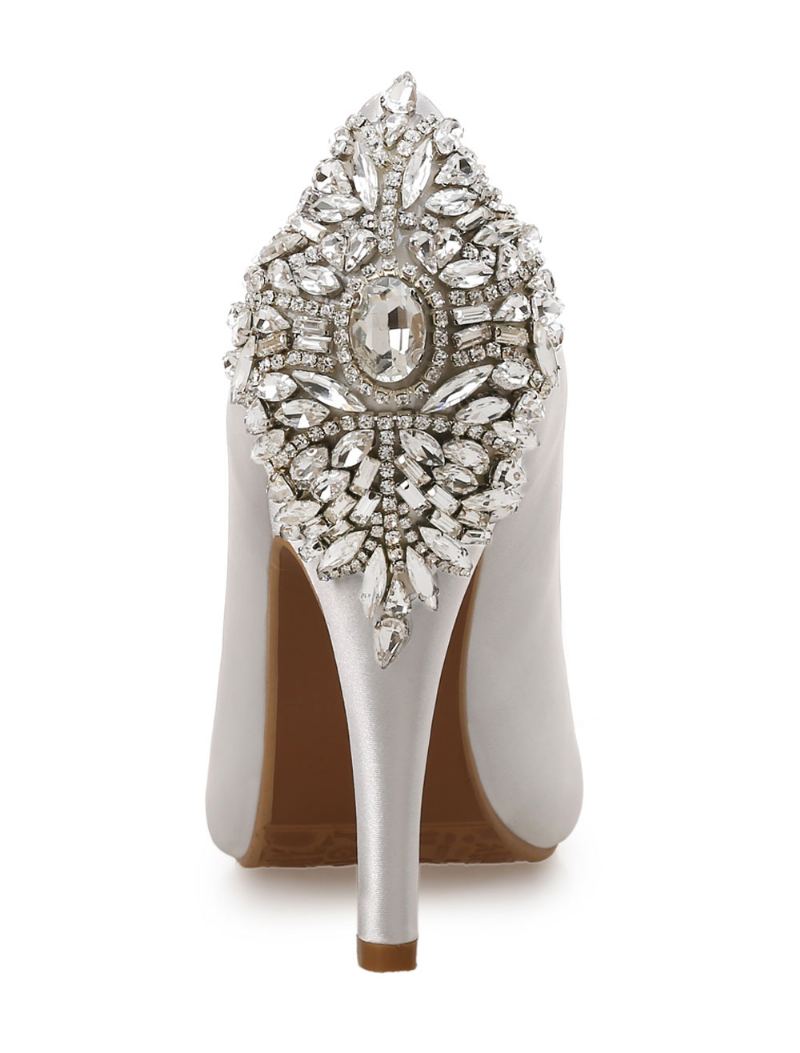 Peep Toe Bridal Pumps For Kvinner - Hvit