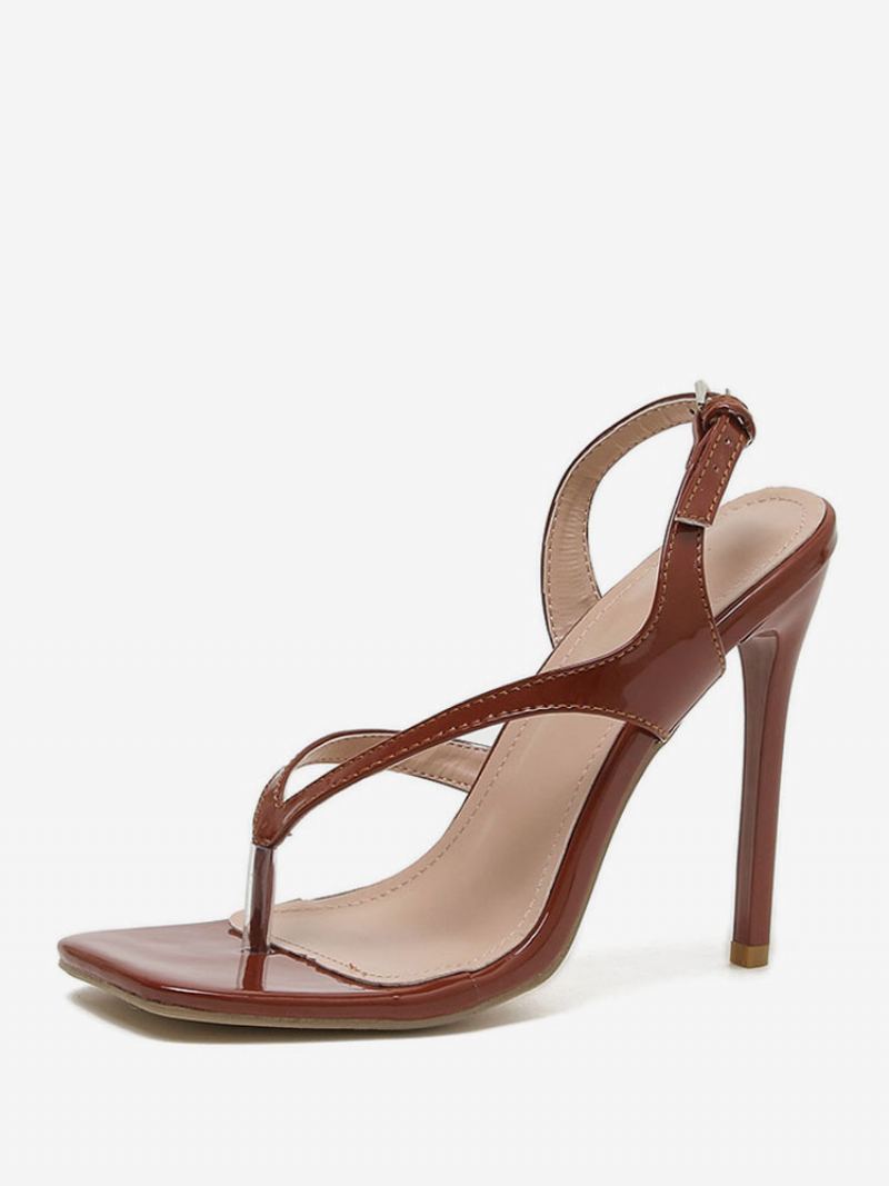 Damesandaler Med Slingback Thong Style Stiletto Prom Hælsandaler - Kaffe Brun