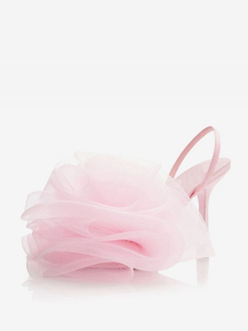 Kvinners Høyhælte Sandaler Peep Toe Mesh Flowers Detail Slingback-sandaler - Rosa