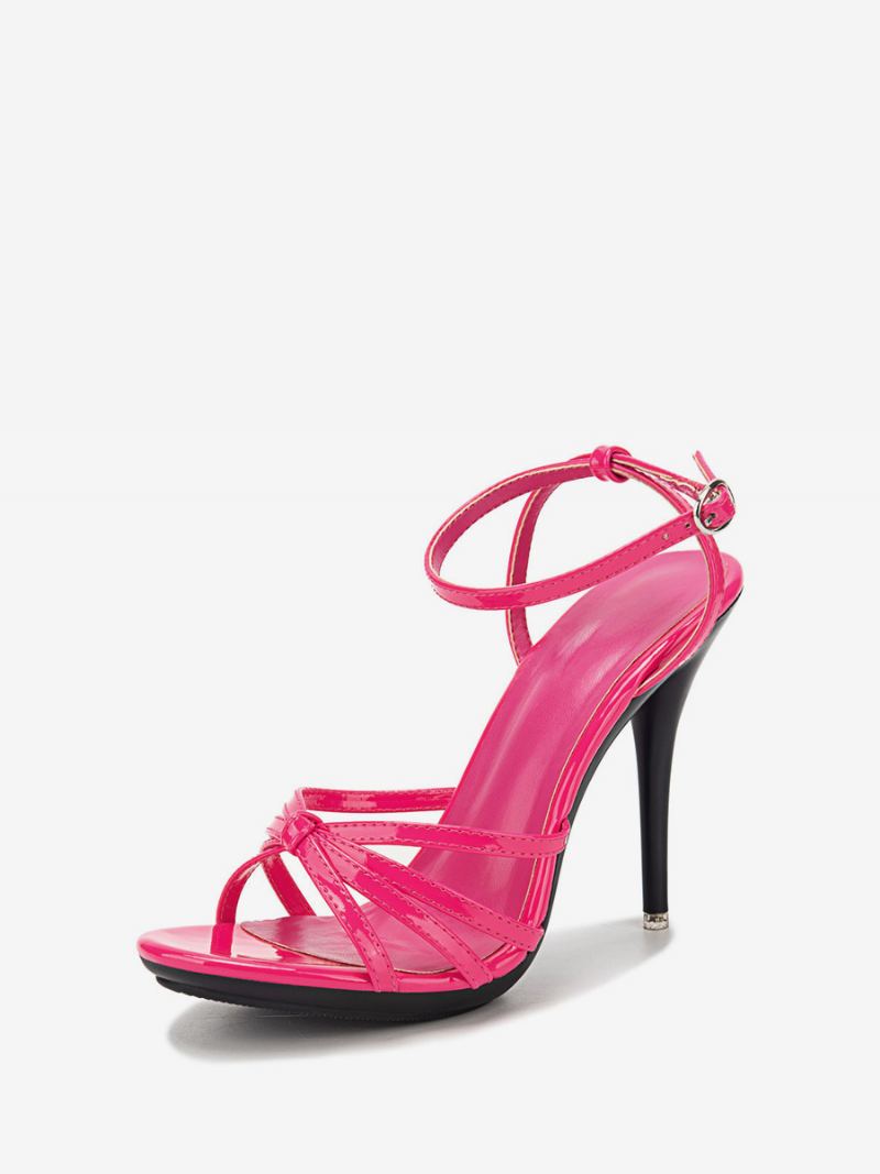 Røde Strappy Stiletto Prom Hælsandaler For Kvinner - Rose