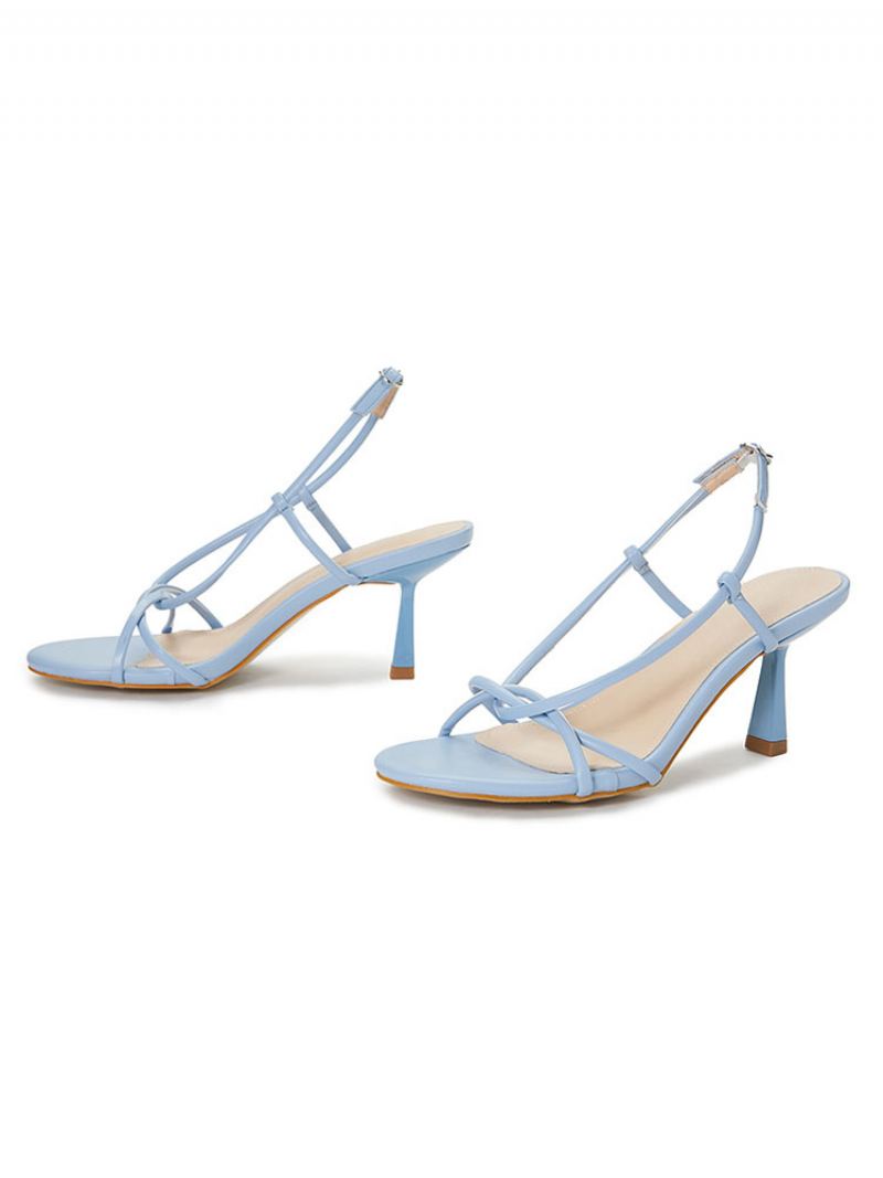 Strappy Slingback Low Prom Hæl Sandaler For Kvinner - Lys Himmelblå