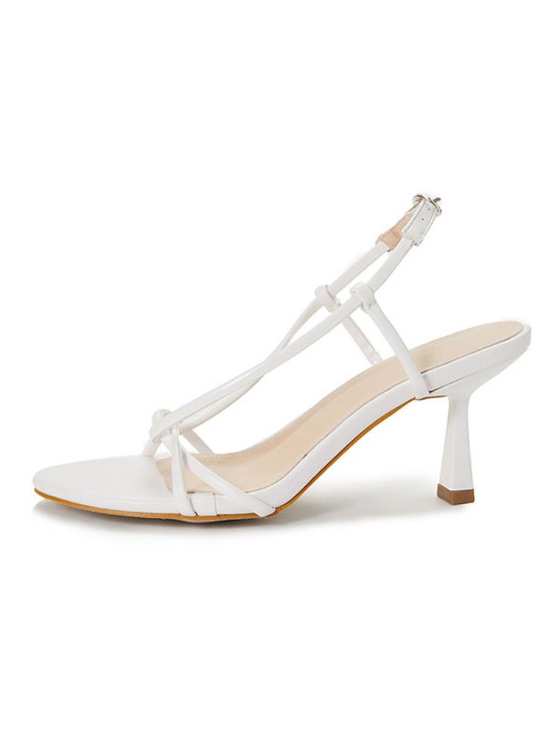 Strappy Slingback Low Prom Hæl Sandaler For Kvinner - Hvit