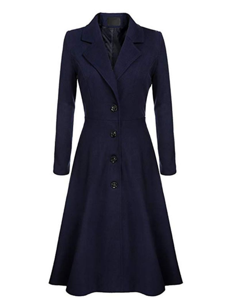 Dame Swing Coat 1950s Langermet Turndown Krage Fit Flare Vinterfrakk