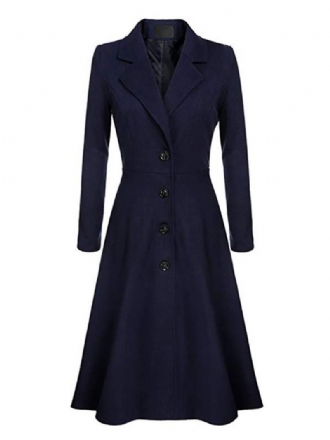 Dame Swing Coat 1950s Langermet Turndown Krage Fit Flare Vinterfrakk