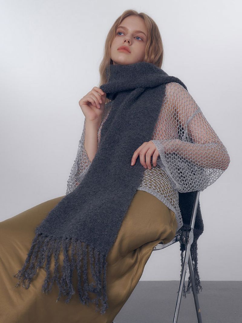 Skjerf Mote Frynser For Kvinner - Deep Grey