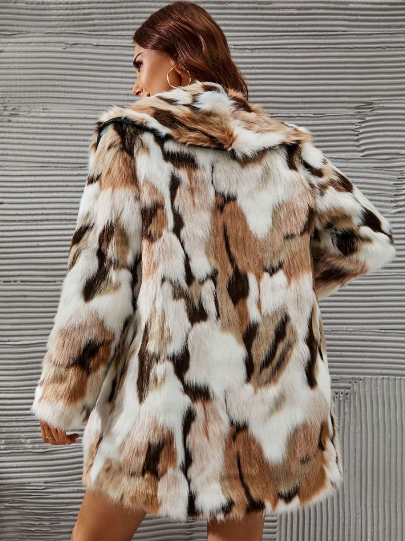 Faux Fur Coats Kaffe Bruntofarget Kvinner Vinter Yttertøy - Kaffe Brun