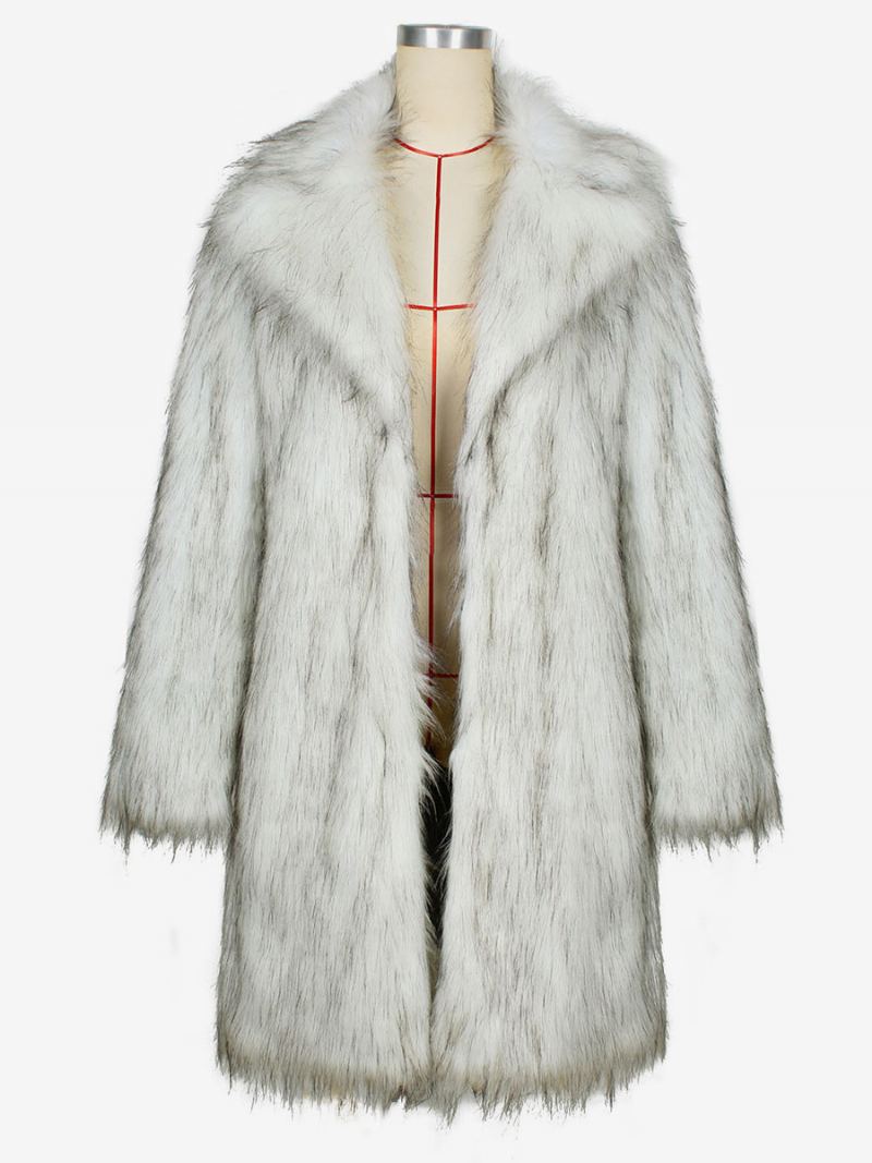 Faux Fur Coats Lapel Single Breasted Oversized Vinter Yttertøy For Dame - Som Bilde