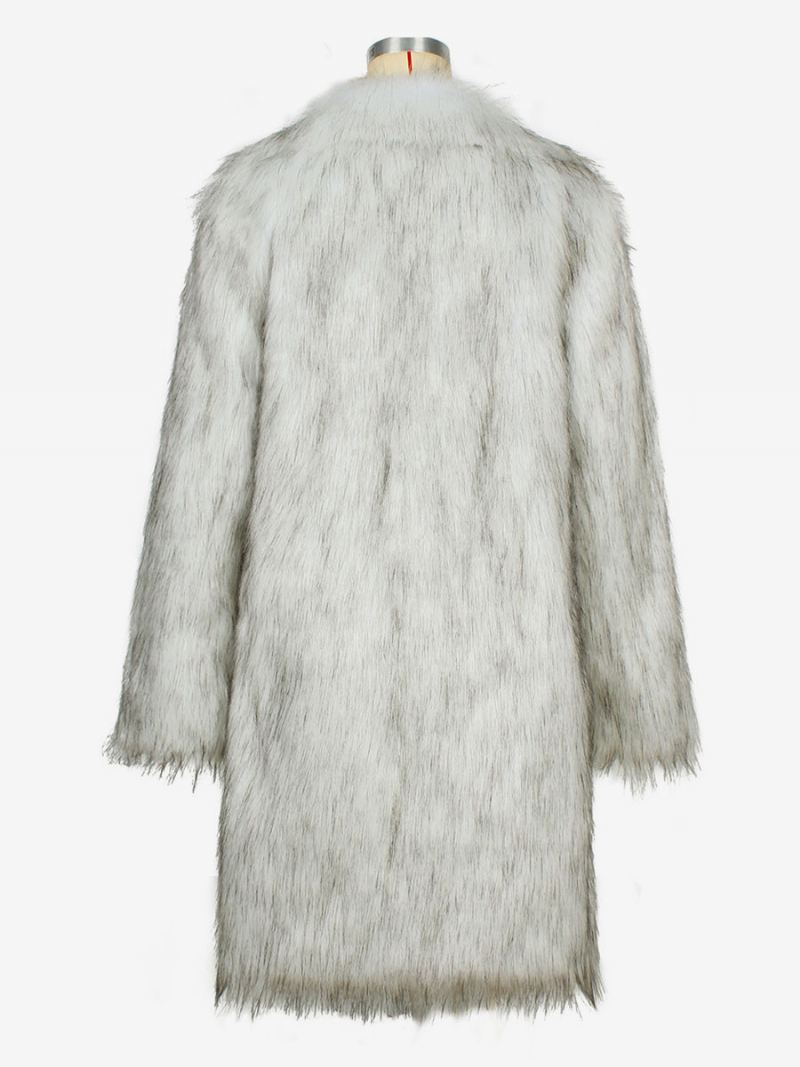 Faux Fur Coats Lapel Single Breasted Oversized Vinter Yttertøy For Dame - Som Bilde