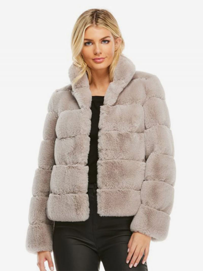 Faux Fur Coats Rose Langermet Dame Coat