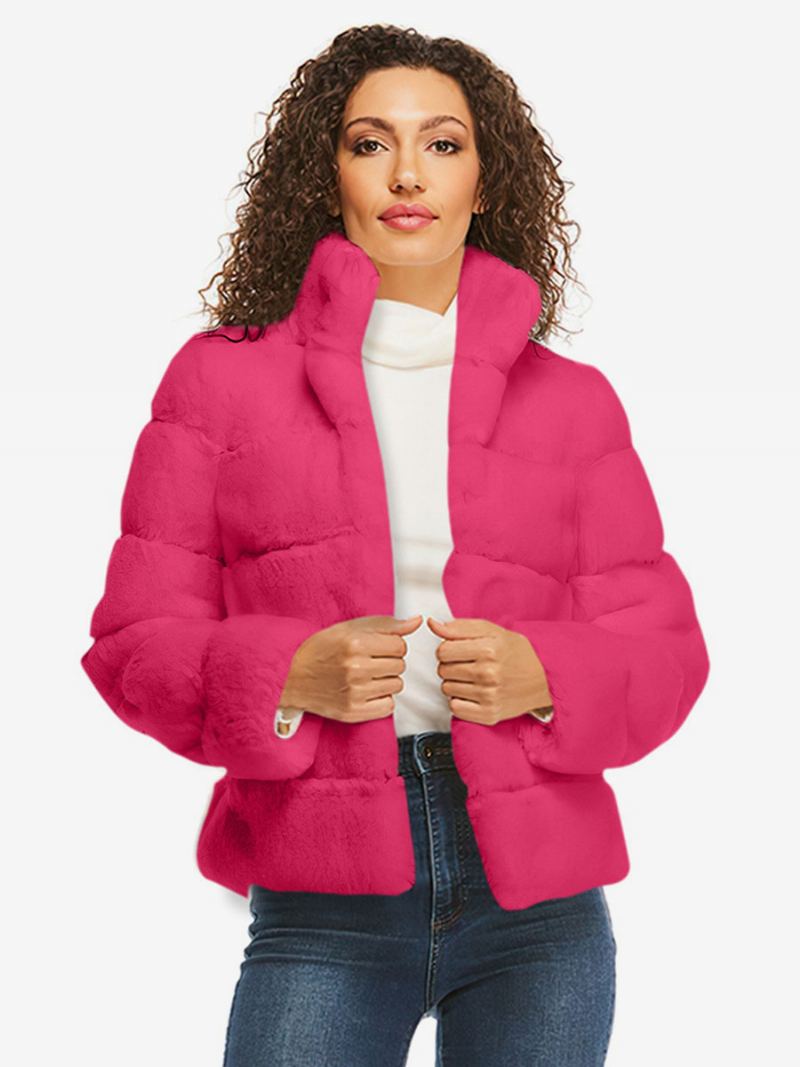 Faux Fur Coats Rose Langermet Dame Coat - Rose