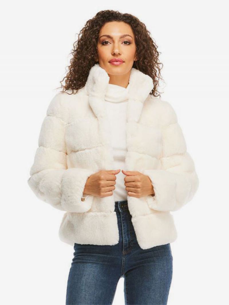 Faux Fur Coats Rose Langermet Dame Coat - Hvit