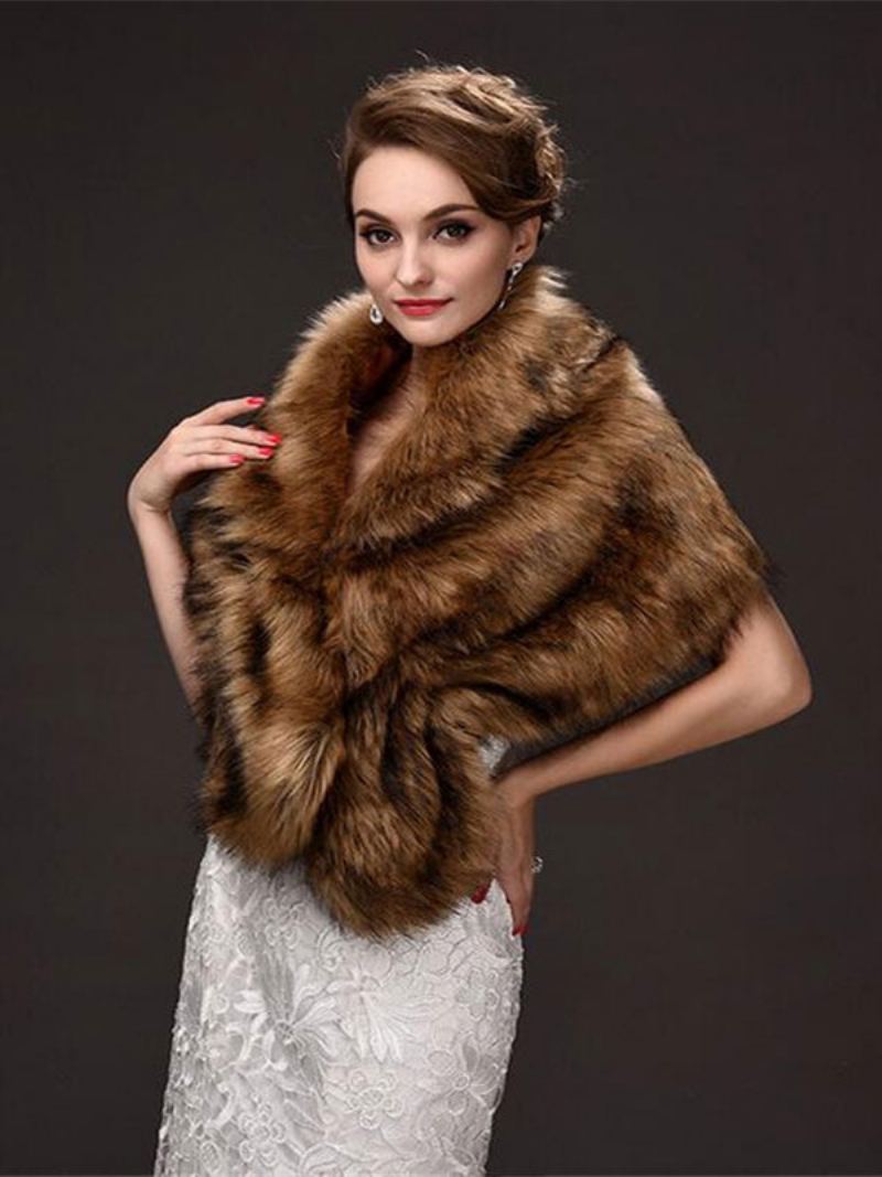 Faux Fur Wrap Dame Sjal Bryllups Wraps - Tan