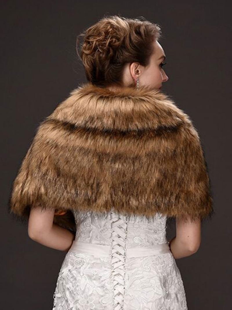 Faux Fur Wrap Dame Sjal Bryllups Wraps - Tan