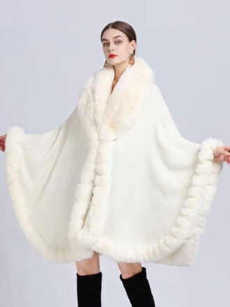 Kappe Faux Fur Bride Wraps Poncho Coat For Kvinner