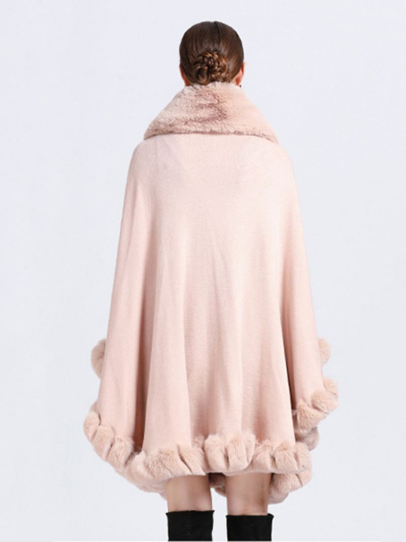 Kappe Faux Fur Bride Wraps Poncho Coat For Kvinner - Rosa