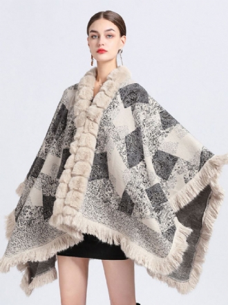 Kappe Kapp Faux Fur Wraps Sjal Spring Poncho Coat For Dame