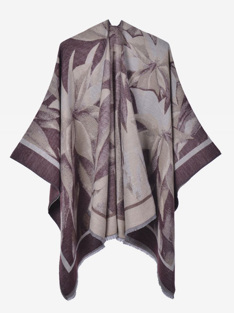 Kvinner Cape Classic Floral Printed Oversized Casual Daily Poncho - Fuchsia