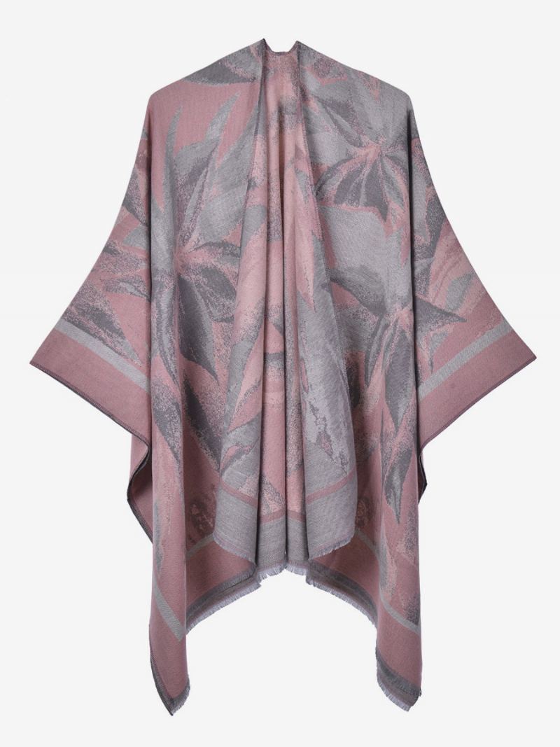 Kvinner Cape Classic Floral Printed Oversized Casual Daily Poncho - Rosa