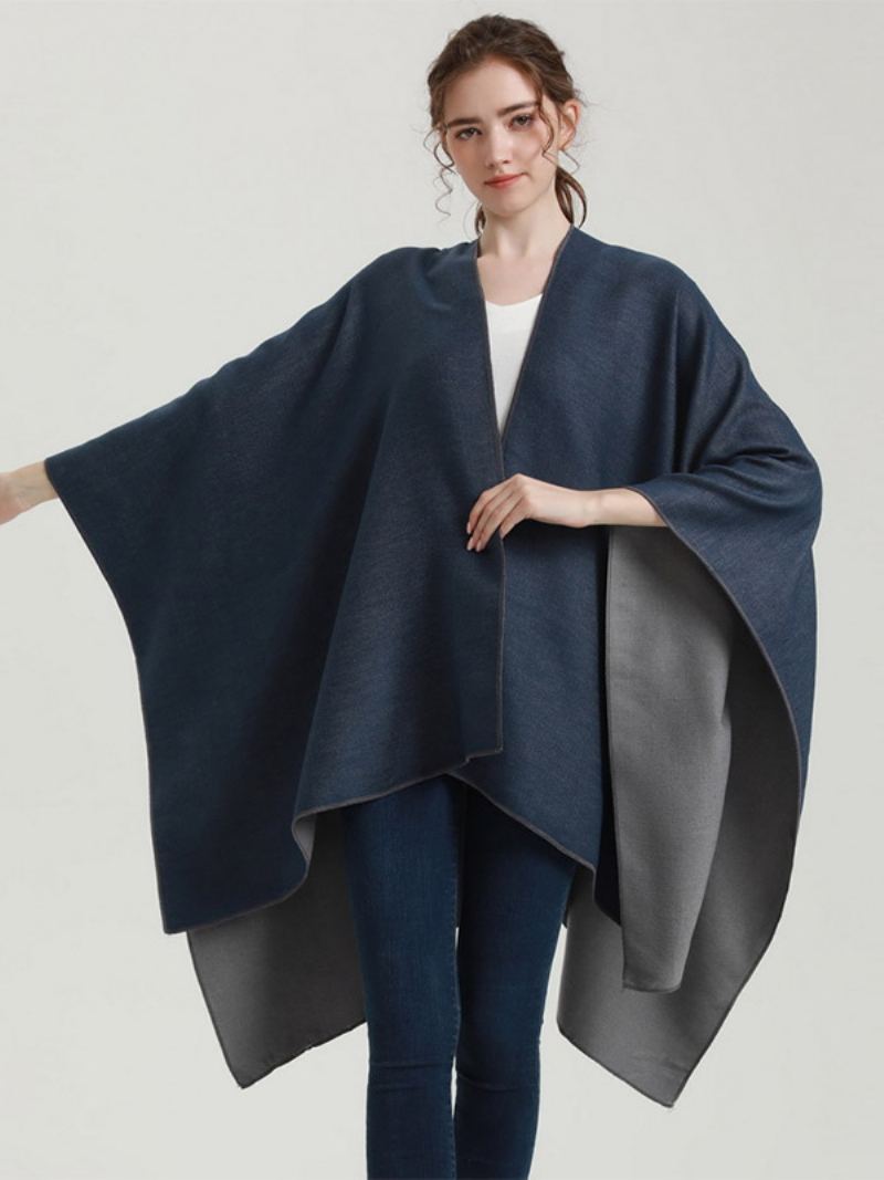 Kvinner Cape Color Block Overdimensjonert Daglig Casual Høst Vinter Poncho